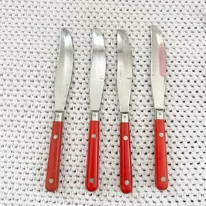 Washington Forge WF Mardi Gras Red Handle Stainless Steel Set 4 Dinner Knives